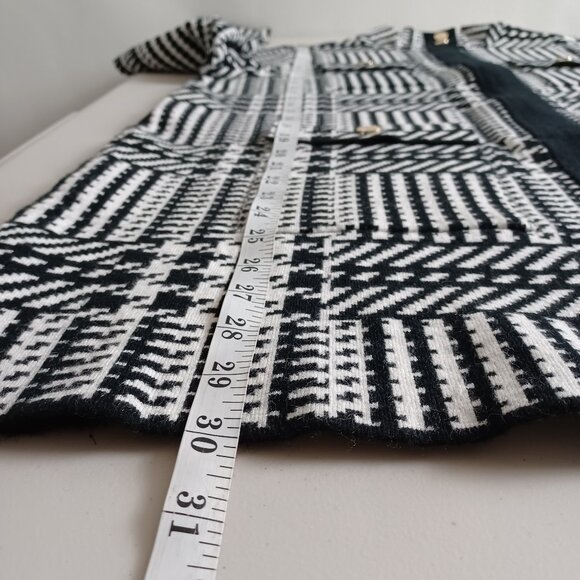 Anne Klein Black White Glen Plaid Knit Coat - Picture 15 of 16